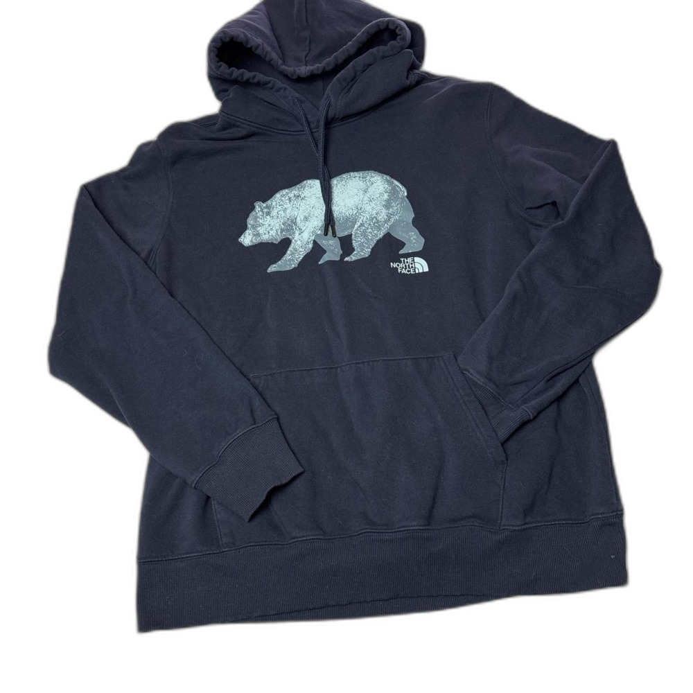 Navy Blue Hoodie with Bear Graphic Men's XL Soft